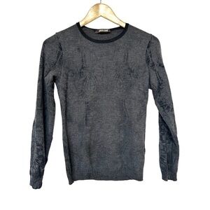 Roberto Cavalli  Lana wool grey sweater size 40 grey black print made in Italy